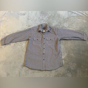 KEY Apparel Hickory Stripe Long Sleeve Button Logger Shirt Size Large